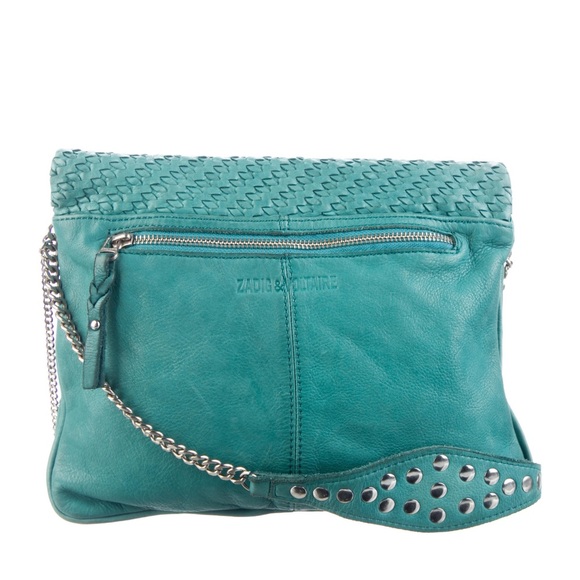 💙 Zadig & Voltaire Woven Leather Shoulder Bag – Teal 💙 - Picture 3 of 11